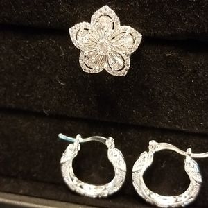 New silver earrings and ring